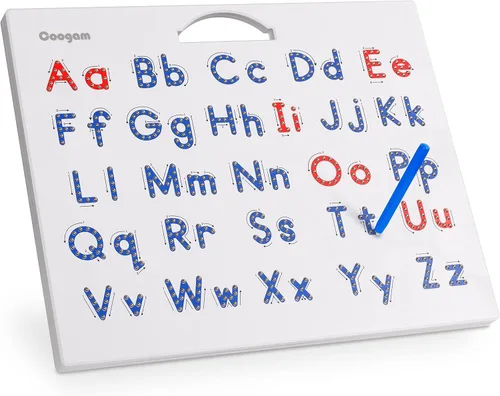 Coogam Tabla de práctica de letras magnéticas, imán de trazado ABC, tablero del alfabeto ABC para aprender a escribir mayúsculas y minúsculas,