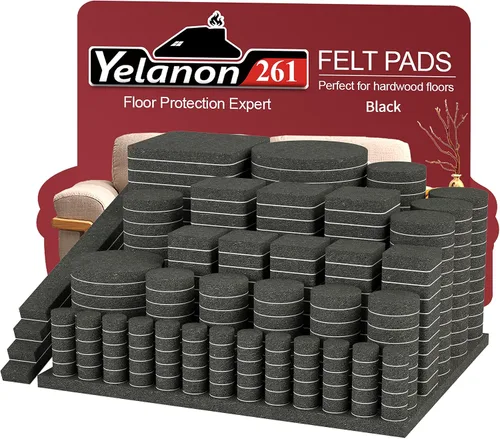 Miniatura 20 de Yelanon Almohadillas de fieltro para muebles, 56 unidades (1+2 pulgadas), almohadillas de fieltro de alta calidad para patas de silla, protectores