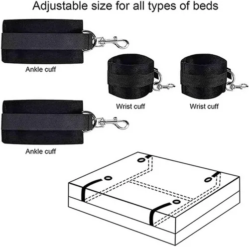 Miniatura 5 de Correas de sujeción de cama para cama de tamaño King, juego de adultos, tamaño Queen, amarras sexuales para adultos, parejas de restricciones