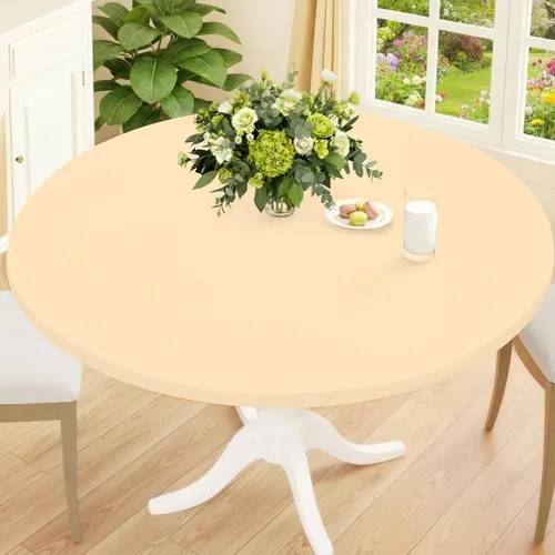 Miniatura 23 de Smiry Mantel Redondo de Spandex, Manteles Elásticos Ajustados Lavables para Mesas de 18"-24", Cubierta de Mesa de Pícnic Elástica Impermeable