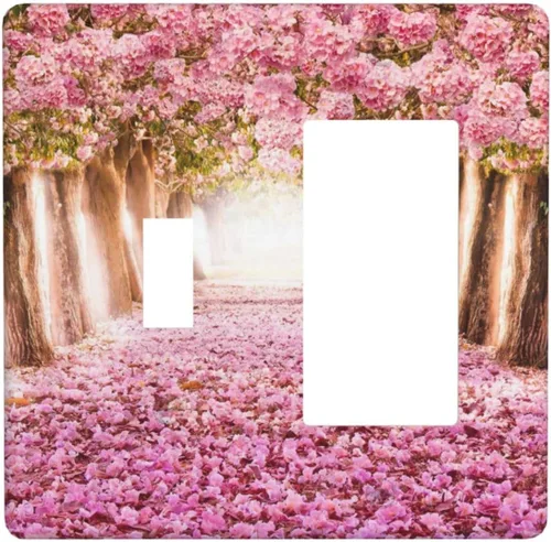 Miniatura 311 de Cubiertas de placa de pared de 3 gang con interruptor de luz de triple palanca, en negro y dorado con esplendor de oro rosa, estampado floral
