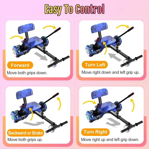 Miniatura 2 de Scooter Seat Attachment, Scooter with Go Kart for Kids Boys Girls Adults, LED Lights, Bluetooth(Include Go-Kart)