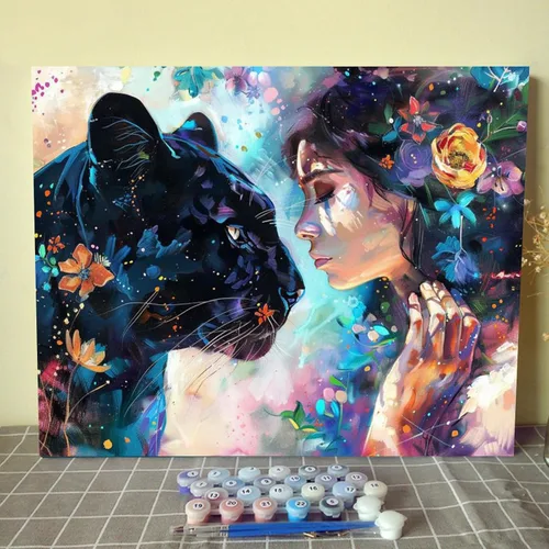 Miniatura 9 de Angel Girl - Pintura por números para adultos, corona de rosas rosadas, pintura al óleo digital, pintura acrílica, kit de pintura linda para niñas