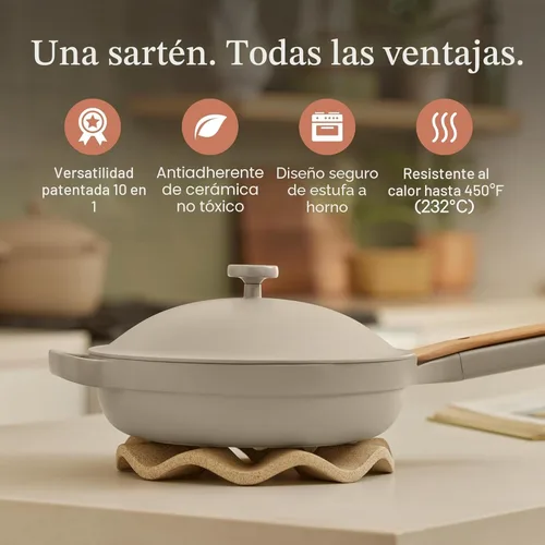 Miniatura 2 de Our Place Always Pan 2.0 - Sartén de cerámica antiadherentes sin toxinas de 10.5 pulgadas, sartén versátil, sartén, mango de acero inoxidable, apto