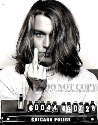 Johnny Depp Mugshot Photograph 8 X 10 - Magnífico retrato de 2001 con foto - Estrella de cine - Busted - Hollywood Royalty - Actor icónico - Foto