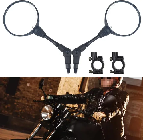 Miniatura 2 de Espejos retrovisores plegables redondos para motocicleta Honda Suzuki Valkyrie Road V Star 650 XVS650 250 1100