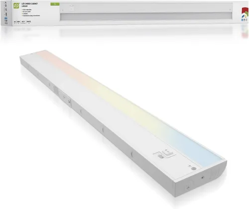 Miniatura 13 de ASD Iluminación LED de 45 cm para debajo del gabinete enchufable o cableada, interruptor alto/bajo/apagado, 8W 120V 3 CCT 2700K/3000K/4000K CRI90+