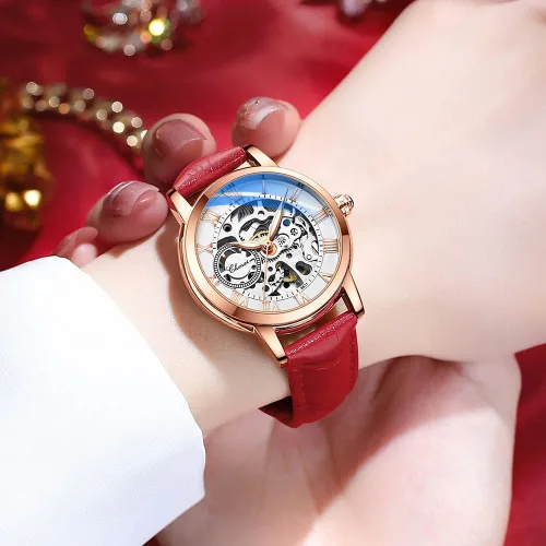 Miniatura 4 de Reginald Reloj mecánico para mujer, en forma de corazón, movimiento mecánico de oro, reloj mecánico automático para mujer, Negro -, Moda casual