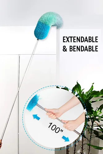 Miniatura 2 de BOOMJOY - Plumero de microfibra con poste de extensión de 100 pulgadas, plumeros para limpieza de techo alto, ventilador, persianas, muebles Verde
