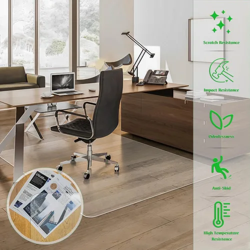 Miniatura 6 de 100pointONE Tapete grande para silla de oficina para suelo de madera dura, 46 x 72 pulgadas, protector de suelo transparente para silla rodante