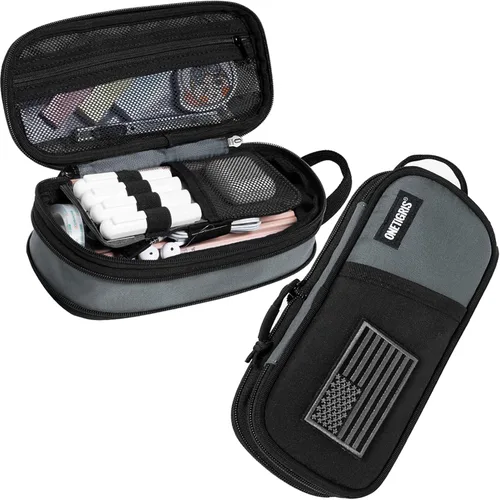 Miniatura 7 de ONETIGRIS Estuche para lápices para niños, estuche para niños, suministros de oficina, papelería, cremallera, multiranura, gran capacidad