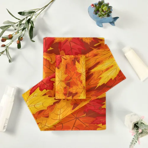 Miniatura 6 de Juego de toallas de baño de hojas de arce otoñal, ultra suaves, de secado rápido, absorbentes, juego de toallas de baño para ducha, toallas de mano
