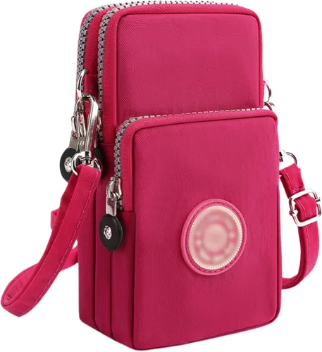 Miniatura 8 de ZGMYC Bolsa de 3 capas para teléfono celular, bolso de pulsera impermeable deportivo para el hombro, cartera Estampado de leopardo púrpura