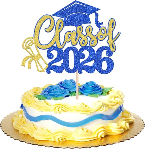 Miniatura 4 de 1 pieza de decoración de pastel de graduación de niña de tacón alto con tapa de graduación con purpurina 2024, selección de pastel de graduación Oro