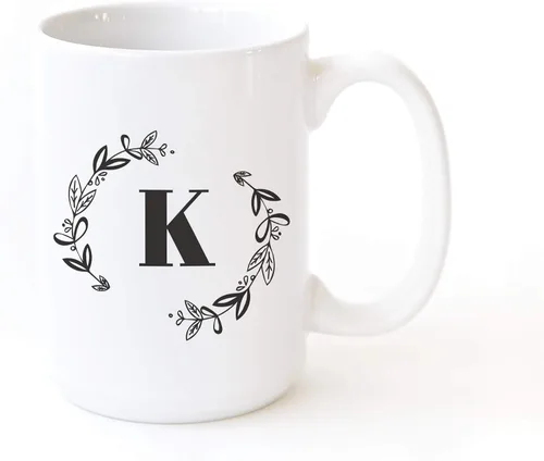 Miniatura 7 de The Cotton & Canvas Co. Botánico personalizado monograma inicial letra A taza de café porcelana cerámica taza de café para ella, para él