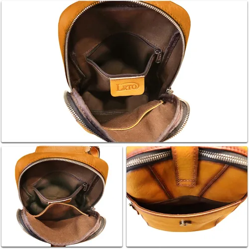 Miniatura 7 de LRTO Bolso de cuero genuino para hombres y mujeres, mochila bandolera de cuero real, bolso cruzado de hombro a la moda