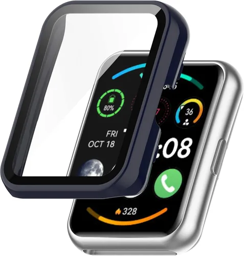 Miniatura 6 de FitTurn Compatible con Huawei Watch FIT 2 Funda protectora de pantalla PC + película templada resistente a los arañazos Funda protectora para Huawei