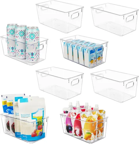 Miniatura 9 de YIHONG Contenedores organizadores de almacenamiento transparentes para despensa, paquete de 10 contenedores de plástico para almacenamiento