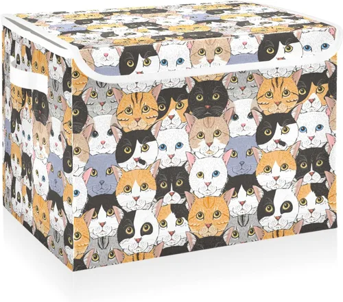 Miniatura 17 de CaTaKu Contenedores grandes de tela con tapas, cajas de almacenamiento de bastones de caramelo de Navidad con asas para organizar la ropa, cubos