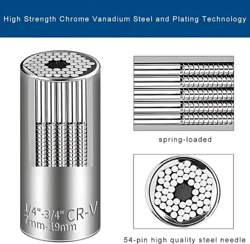 Miniatura 4 de [2PCS] Llave de vaso universal súper para estándar 1/4'' - 3/4'', 7mm-19mm métrico, llave de vaso ajustable multifunción con llave de trinquete, kit