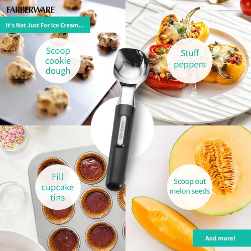 Miniatura 6 de Cuchara de helado profesional Farberware con mango cómodo, resistente, cuchara de grado profesional, cuchara de forma perfecta, ideal para cucharas