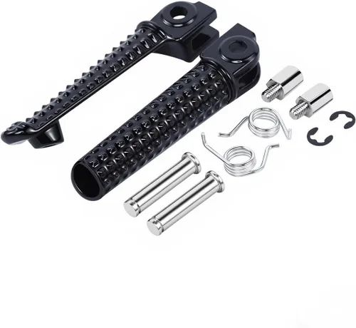 Miniatura 2 de Estriberas delanteras compatibles con Yamaha YZF R1 R6 R6S, reposapiés de motocicleta de aluminio negro con textura de alto agarre, pedales