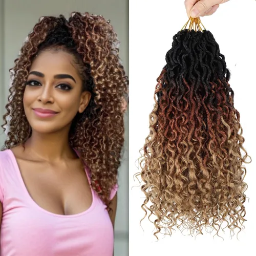 Miniatura 21 de LMZIM Cabello de ganchillo Goddess Locs de 14 pulgadas, 8 paquetes de Faux Locs trenzas de ganchillo para mujeres negras, cabello de ganchillo #2