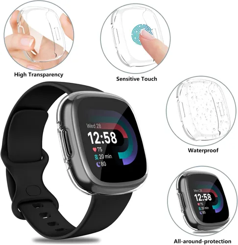 Miniatura 5 de [Paquete de 4] Funda protectora de pantalla compatible con Fitbit Sense 2 / Fitbit Versa 4, funda protectora completa de ajuste delgado, a prueba