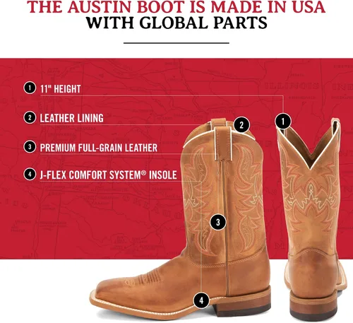 Miniatura 3 de Justin Botas para hombre Bent Rail de 11 pulgadas con punta cuadrada