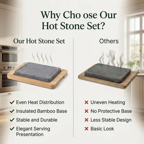 Miniatura 8 de Artestia Piedra de lava para bistec con 2 piedras, piedras para asar de mesa Hot Rock para Wagyu con bandeja de bambú, mini piedras para asar pizza