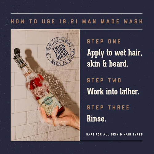 Miniatura 4 de 18.21 Man Made Original Absolute Mahogany 3-in-1 Body Wash, Shampoo, & Conditioner for Men, All Hair & Skin Types, Strengthens and Moisturizes in a