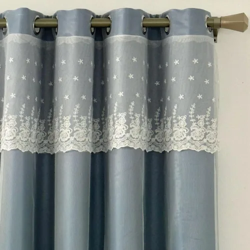 Miniatura 7 de Amidoudou 1 par de cortinas geométricas de doble capa para sala de estar, cortinas bordadas con patrón de diamante degradado para dormitorio