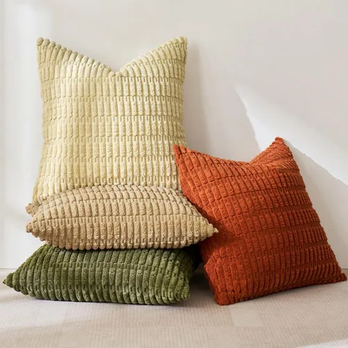 Miniatura 3 de MIULEE Juego de 4 fundas de almohada decorativas de pana estilo bohemio de primavera de 18 x 18 pulgadas para sofá, sala de estar, sofá y cama