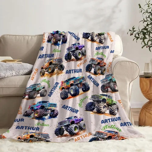 Miniatura 30 de Manta de bebé con texto en inglés «Just A Boy Who Loves Trucks» para niños y niñas, manta súper suave para envolver al recién nacido, acogedora