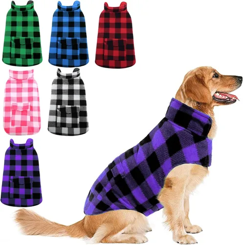 Miniatura 14 de ASENKU - Abrigo de invierno para perros, diseño a cuadros reversible, impermeable, para climas fríos, para perros pequeños, medianos y grandes Rojo