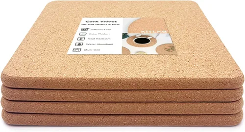 Miniatura 10 de Salvamanteles de corcho, salvamanteles de corcho grueso de partículas finas de alta densidad para platos calientes, posavasos resistente al calor