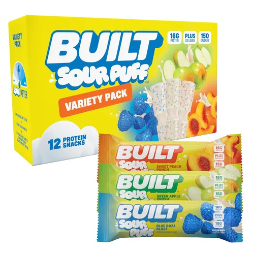 Miniatura 10 de Built Puffs - Barras de proteínas de 12 unidades, barras energéticas altas en proteínas, colágeno, sin gluten, cubiertas de chocolate, bajas