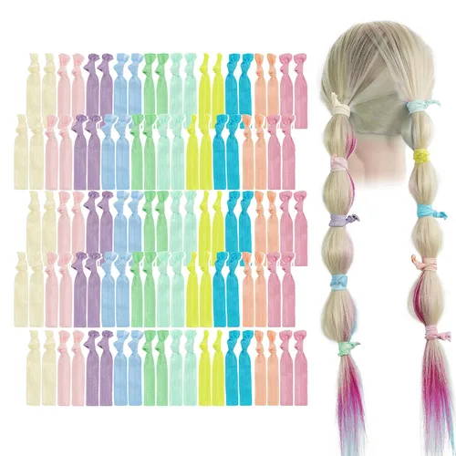 Miniatura 35 de MEEDEE Paquete de 100 lazos para el cabello, color negro, sin pliegues, nudos suaves para mujeres, sin daño, adecuado para colas de caballo, yoga