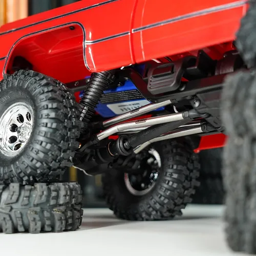 Miniatura 7 de INJORA Juego de eslabones de chasis de alta holgura de acero inoxidable para 1/18 RC Crawler TRX4M High Trail K10 F150, 1.45 oz/Set