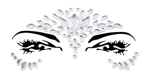 Miniatura 19 de 32 piezas de gemas faciales (diseños aleatorios) autoadhesivas con purpurina para tatuaje, gemas para festivales, fiestas rave, maquillaje corporal