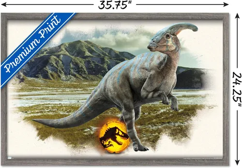 Miniatura 3 de Trends International Jurassic World: Dominion - Póster de pared focal de Parasaurolophus, 22.375 x 34 pulgadas, versión enmarcada de madera