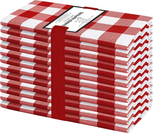 Miniatura 22 de Cotton Clinic Servilletas de tela 100% algodón, grandes, 20 x 20 pulgadas, juego de 4 servilletas de mesa a cuadros a cuadros – Servilletas de mesa