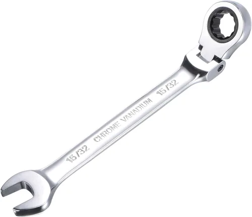 uxcell Llave combinada de trinquete de cabeza flexible de 15/32 pulgadas SAE 72 dientes 12 puntos de trinquete de caja terminada herramientas de