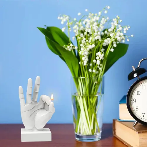 Miniatura 4 de OK - Molde de vela gestual, molde de resina en forma de mano 3D, molde de silicona OK Finger para jabón, fabricación de velas, escultura de yeso