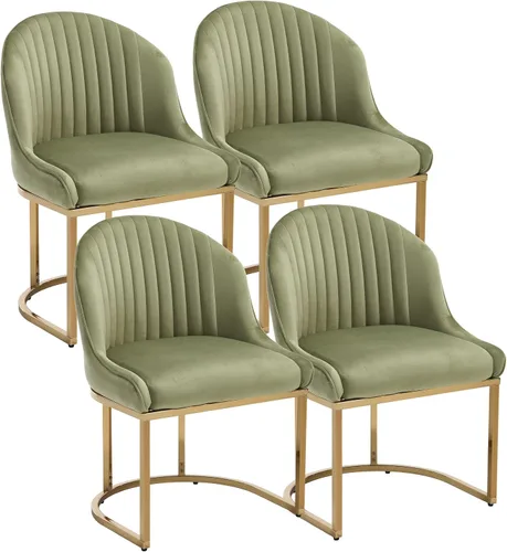 Miniatura 12 de Juego de 2 sillas de comedor de terciopelo, sillas de comedor tapizadas con patas de metal dorado, sillas auxiliares modernas para cocina, sillas