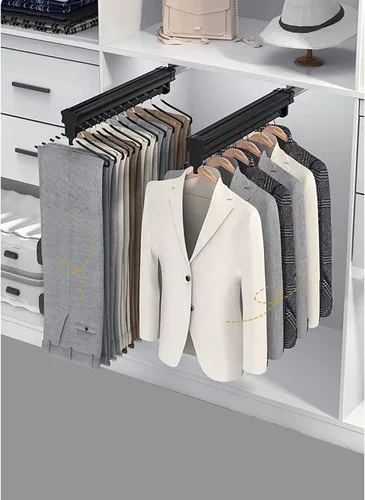 Miniatura 4 de Barra extensible para ropa con pista deslizante, barra de valet extraíble ajustable de 10.2-2.4 in, barra de perchero para ropa, soporte de carga