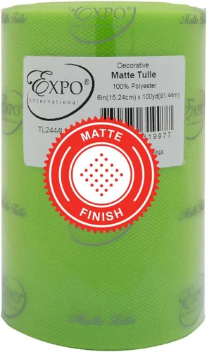 Miniatura 32 de Expo International Tul mate decorativo, rollo/carrete de 6 x 100 yardas, tela de tul de poliéster ligera para tutús, disfraces y decoraciones