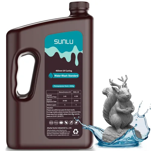 Miniatura 17 de SUNLU - Resina lavable al agua de 1000 g, resina de impresora 3D de curado rápido para impresoras 3D de resina LCD DLP SLA, resina de fotopolímero