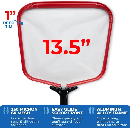 Miniatura 7 de ProTuff Red Recolectora Plana de Piscina – 2 Años de Reemplazo Gratuito Incondicional – Red Plana Resistente, Malla Fina para Hojas, Limo y Polen