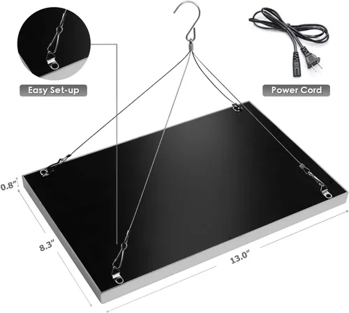 Miniatura 7 de Diboys Luz LED de cultivo para plantas de interior, luces de plantas de 45 W, panel de espectro completo, luz de crecimiento para plántulas
